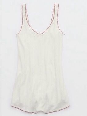 Aerie Off-Duty Pointelle Romper XL Soft Muslin Cream Lounge Sleepwear